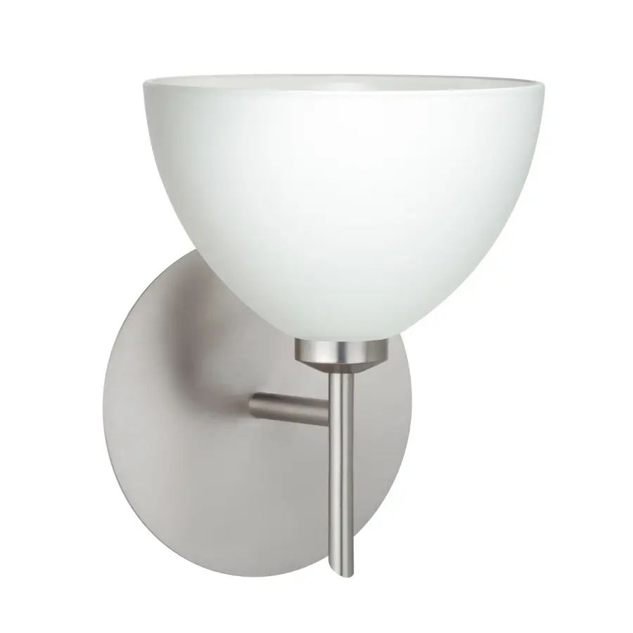 Brella Mini Sconce in White Glass with Satin Nickel