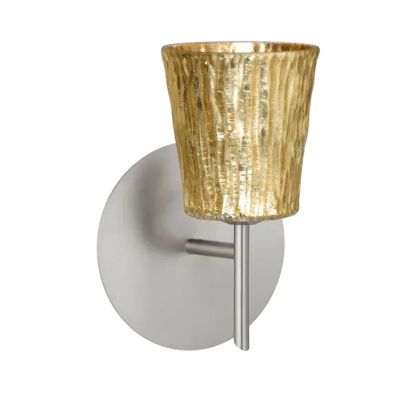 The Nico 4 Stone Gold Foil sconce combines handcrafted artistry with transitional design. Featuring clear blown glass with textured sandstone exterior and distressed gold foil interior, each piece is unique.