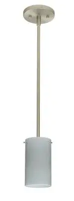 The Stilo pendant offers clean contemporary styling in a compact form factor. Its satin nickel finish and glass shade provide versatile appeal for modern and transitional spaces. Ideal for multiples over islands or as accent lighting.