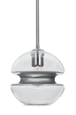 The Hula 8 pendant offers a clean, contemporary aesthetic in a compact 10-inch profile. Its satin nickel finish provides versatility across modern and transitional interiors, making it ideal for task lighting or accent applications.