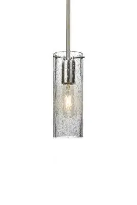 The Juni mini pendant offers clean contemporary styling in a compact 3.5-inch profile. Its clear glass shade and satin nickel finish provide versatile appeal for task lighting or grouped installations over islands and bars.