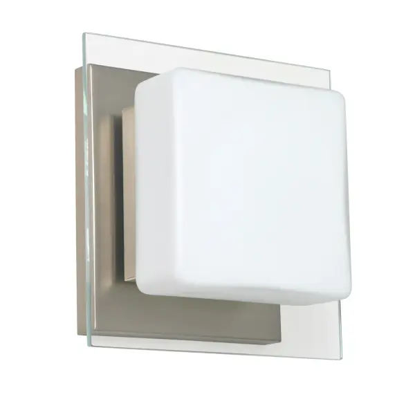 The Alex wall sconce combines handcrafted opal and clear blown glass for a tranquil, versatile glow. Its simple contemporary design and ADA compliance make it ideal for bath/vanity applications with flexible mounting options.