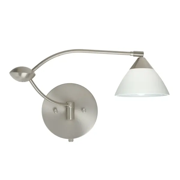The Domi combines classical bell-shaped design with modern functionality. Handcrafted white cased glass provides soft, tranquil illumination with a smooth etched finish. Features 155-degree rotation and integrated dimmer for optimal task lighting.