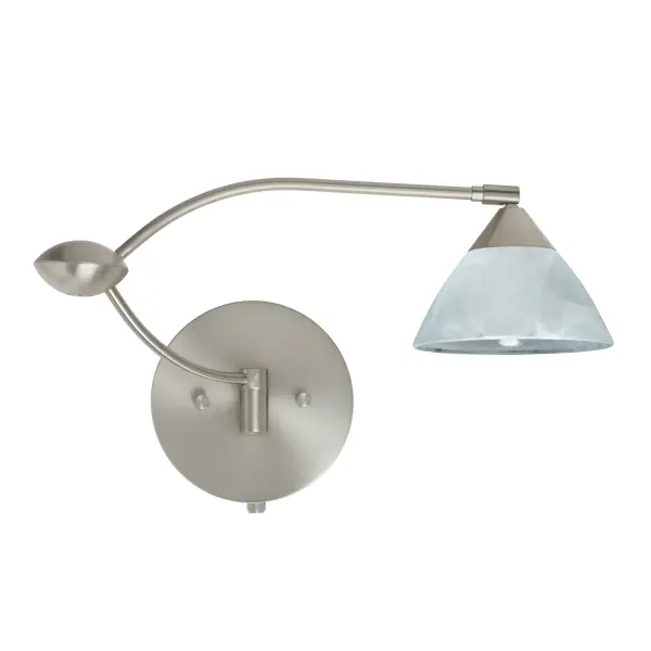 The Domi Marble swingarm sconce combines classical bell-shaped design with modern functionality. Features handcrafted faux alabaster glass that creates soothing ambient light, plus 155-degree rotation for flexible task lighting.