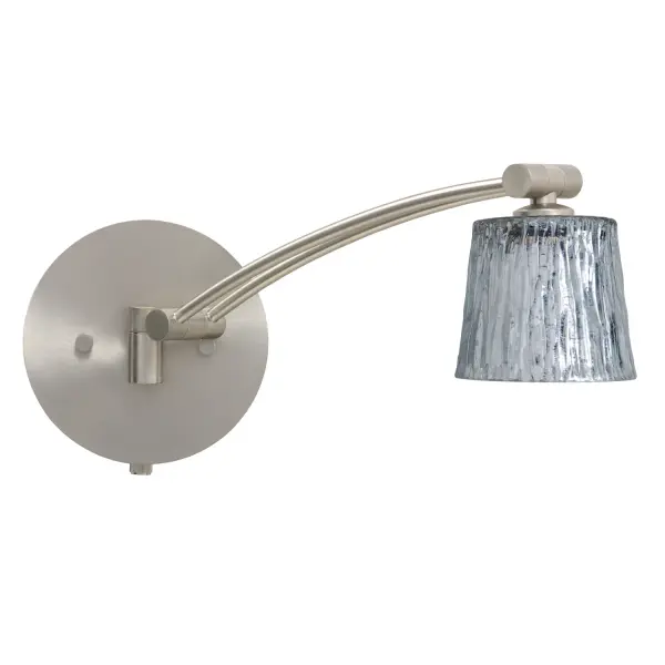 The Nico 3 combines handcrafted artisan glass with practical swingarm functionality. Its stone silver foil finish creates organic texture while the adjustable arm offers 130-degree rotation and full dimming control.