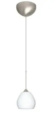 The Tay Tay mini pendant offers modern styling in a versatile satin nickel finish with integrated LED technology. Its compact size makes it ideal for task lighting or grouped installations over islands and counters.