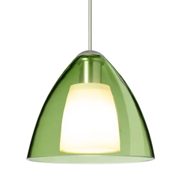 Duo Pendant - Translucent Green with Opal Inner Shade