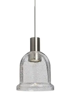 The Kiba mini pendant offers a sleek, contemporary design in a compact 3.5-inch profile. Its satin nickel finish and integrated LED provide modern efficiency in a versatile form factor suitable for task or accent lighting.
