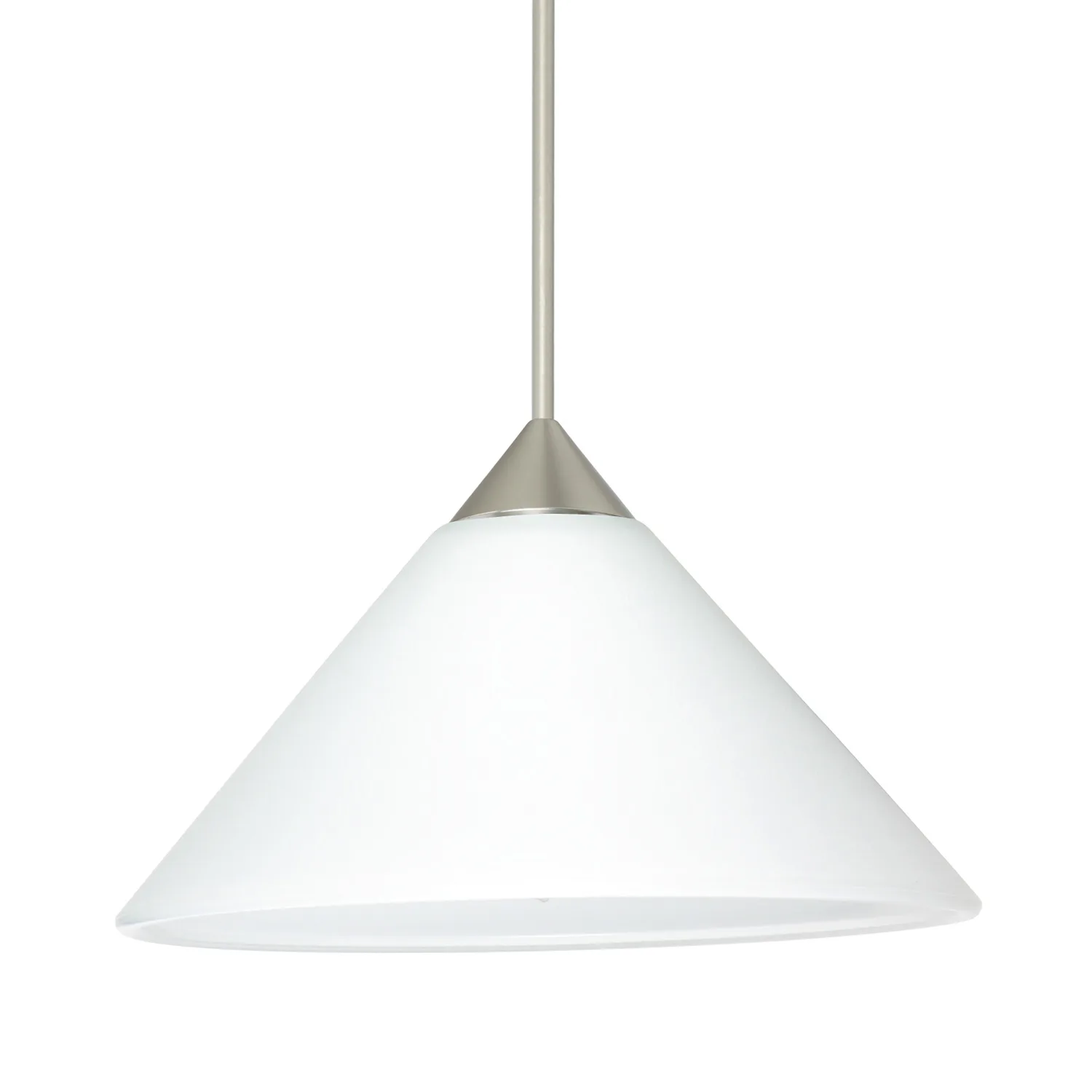 Kona Mini Pendant in White Glass with Satin Nickel