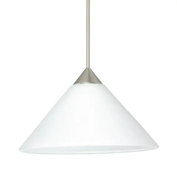 Kona Mini Pendant in White Glass with Satin Nickel