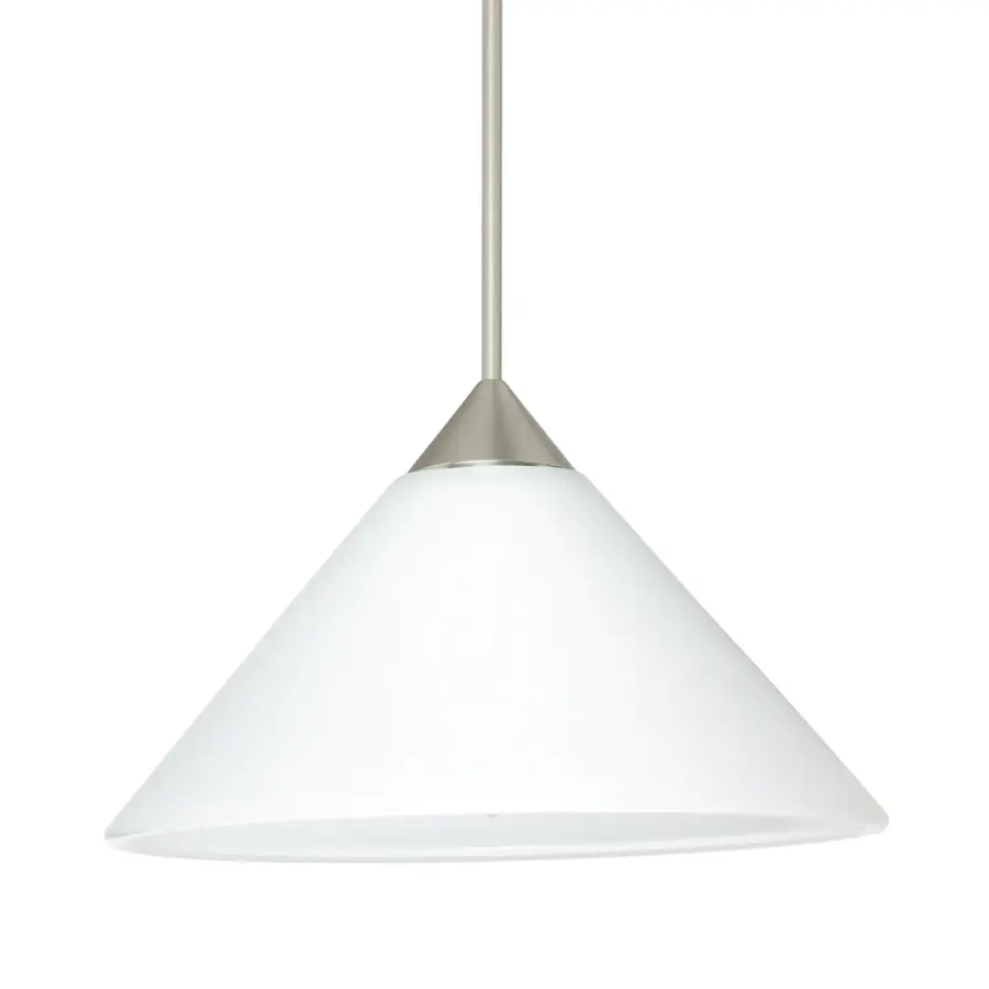 Kona Mini Pendant in White Glass with Satin Nickel