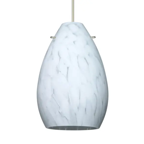 The Pera 6 Carrera combines artisan glassblowing techniques with contemporary design. Its bell-bottomed shape and soft white frosted finish create ambient lighting perfect for intimate spaces and task areas.