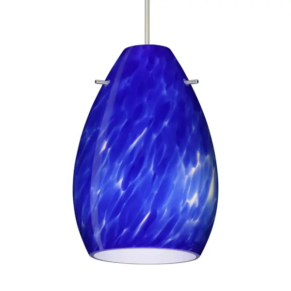 The Pera 6 Blue Cloud combines handcrafted artisan glass with contemporary design. Blue frit creates watercolor-like splashes between opal and clear glass layers, offering timeless coastal charm in a compact mini pendant format.