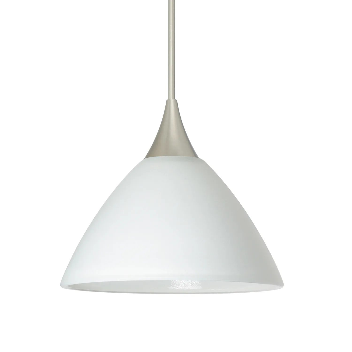 Domi Mini Pendant in White Glass with Satin Nickel