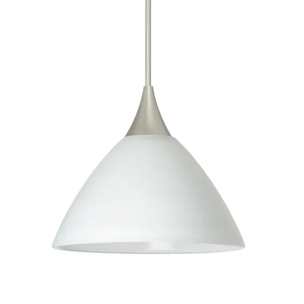 Domi Mini Pendant in White Glass with Satin Nickel