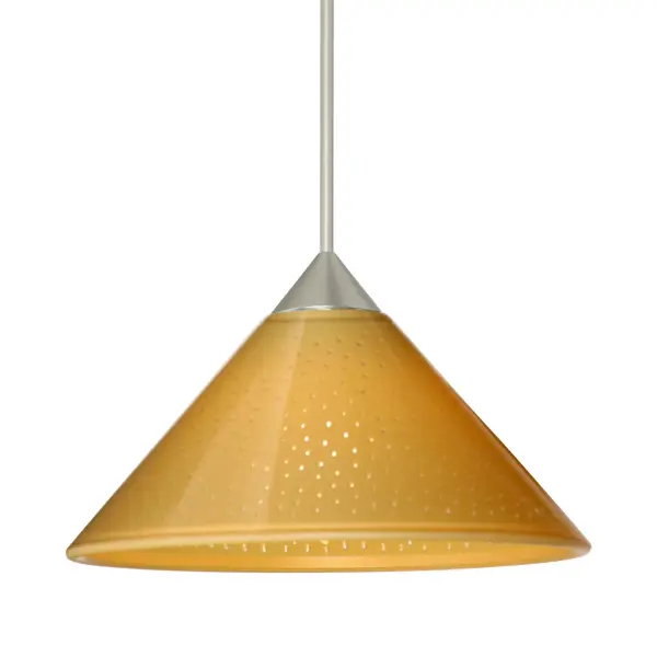 The Kona Mango Starpoint pendant combines contemporary design with artisanal craftsmanship. Its pressed glass shade features distinctive clear points that create a captivating star-light effect when illuminated, while the mango and white finish adds warmth and visual interest to any space.