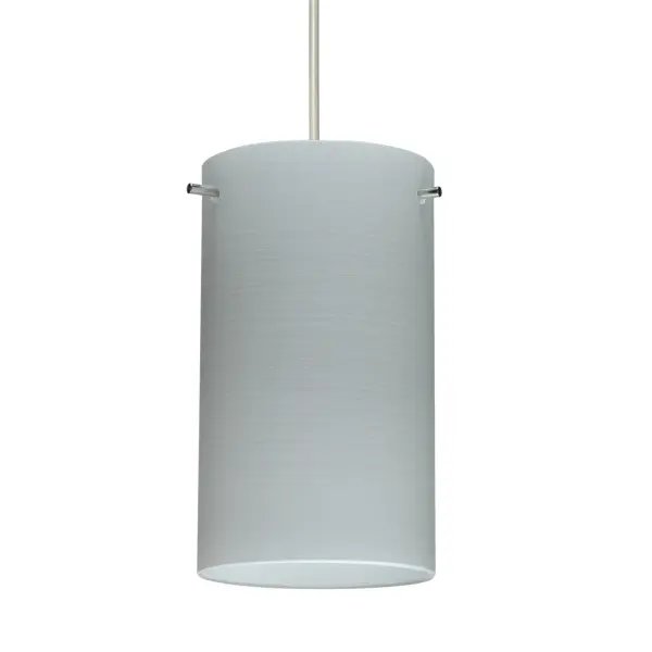The Stilo 7 Chalk pendant showcases century-old glassblowing techniques with soft white opal glass featuring silvery rippled brushstrokes. Its textured surface resembles spun silk when unlit, coming alive with illumination.