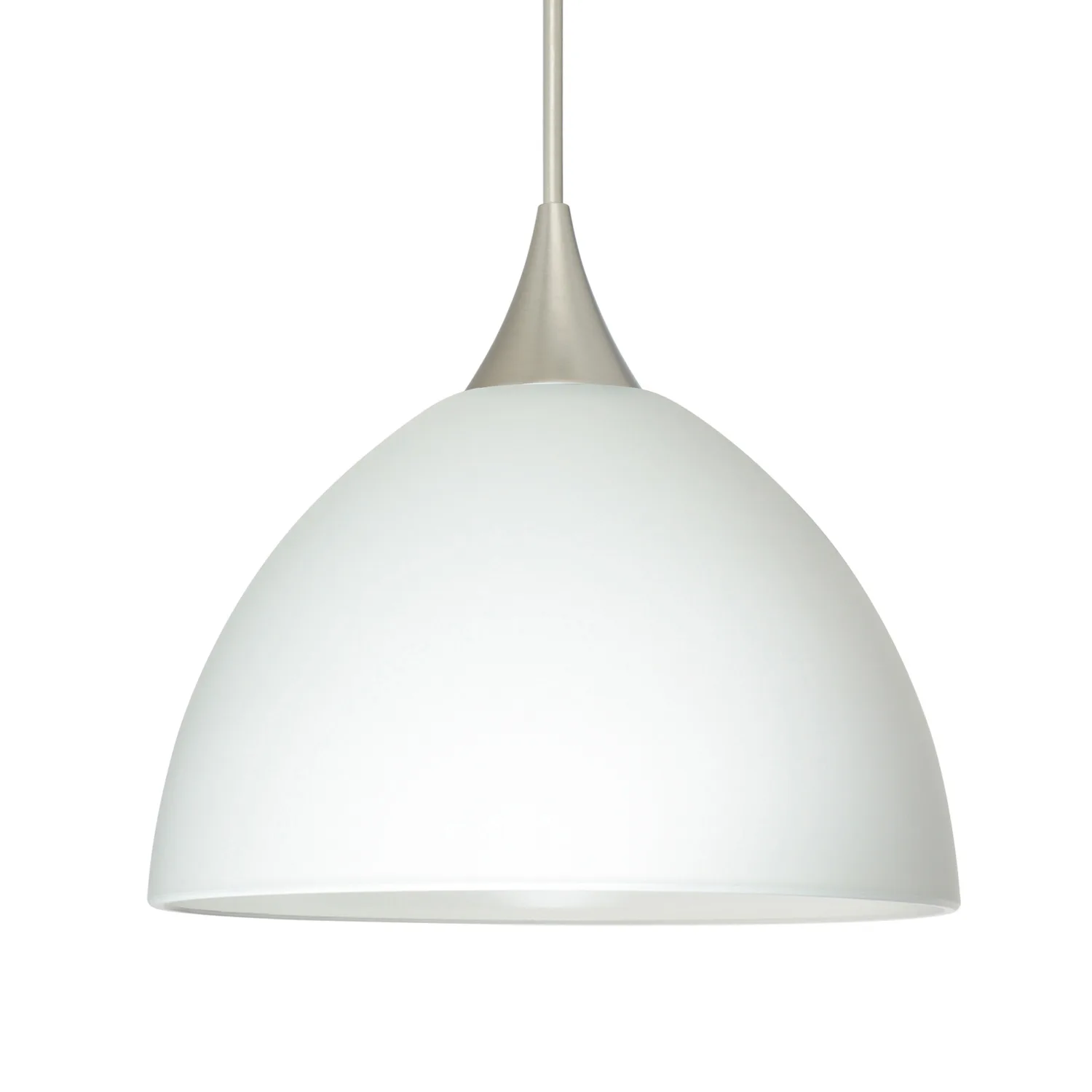 Brella Mini Pendant in White Glass with Satin Nickel