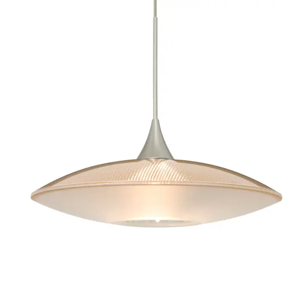 The Spazio Gold/Frost pendant combines prismatic gold glass with soft frosted accents to create a sophisticated lighting experience. Its dual-glass design delivers warm ambient glow while the refracting top glass adds visual drama.