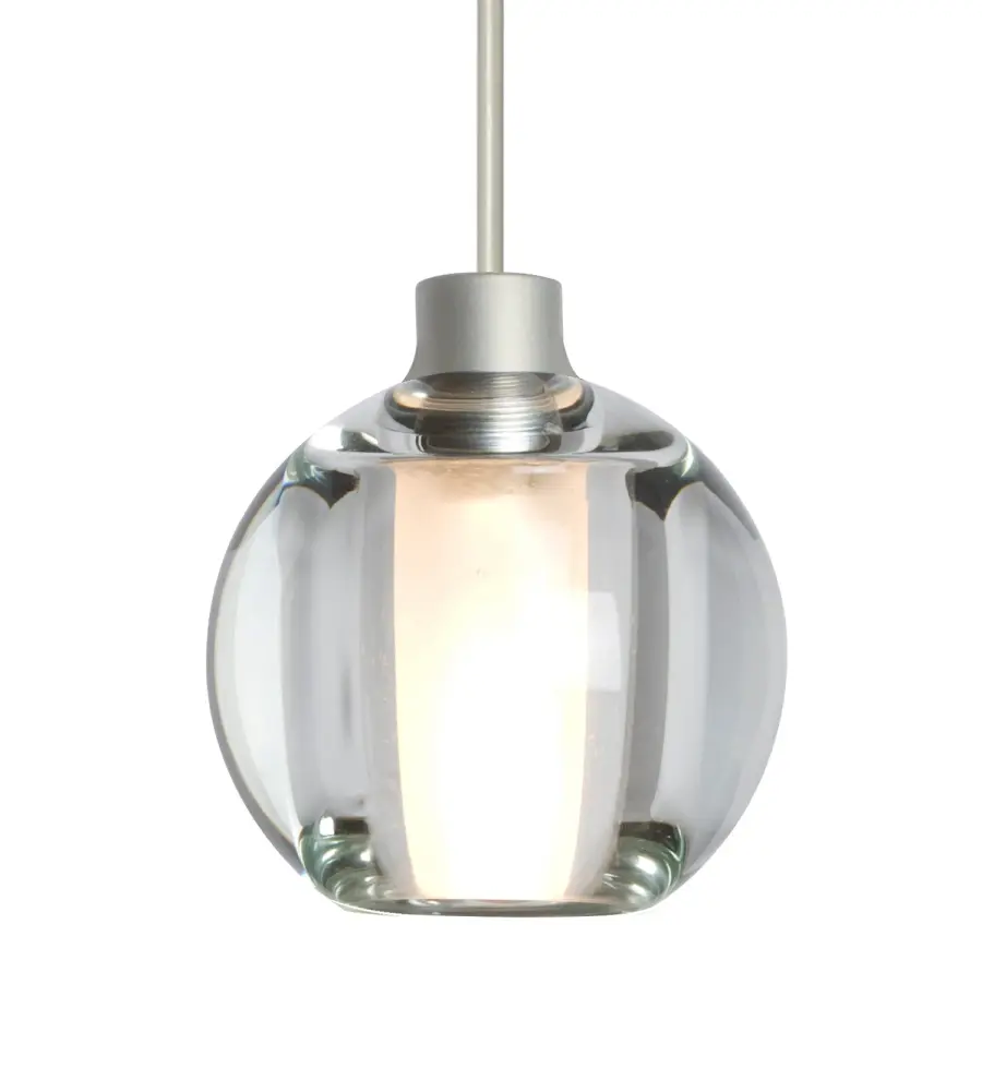 Boca LED Mini Pendant - Clear Glass with Satin Nickel - Image 1