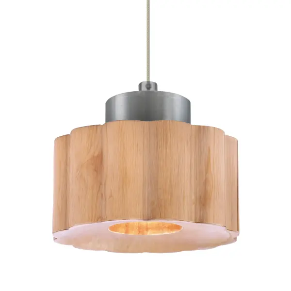 The Kao pendant beautifully merges organic materials with contemporary design. Its real wood shade showcases rich textures and natural grain patterns, creating soft ambient lighting perfect for intimate spaces.