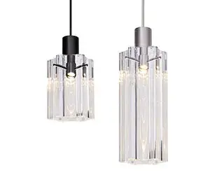 The Ice Mini Pendant features enchanting clear wavy cylinder glass that transforms light into a captivating display. Its compact size and contemporary design make it perfect for kitchen islands, dining areas, and intimate spaces.