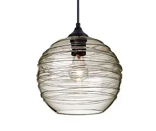 The Wave 10 combines clear glass with a decorative spiral rope wrap, creating visual interest and romantic ambiance. Perfect for outdoor spaces, this globe pendant offers versatile lamping options and weather-appropriate styling.