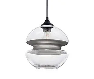 The Hula 8 combines sophisticated glass artistry with practical outdoor lighting. Its unique radiused band design creates visual interest while the clear glass perimeter adds ambient shimmer, perfect for covered outdoor spaces.