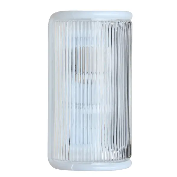 The Costaluz 3079 Series combines blown glass craftsmanship with practical outdoor lighting. Its ribbed face and semi-translucent white finish enhance light output while creating visual interest on exterior walls.