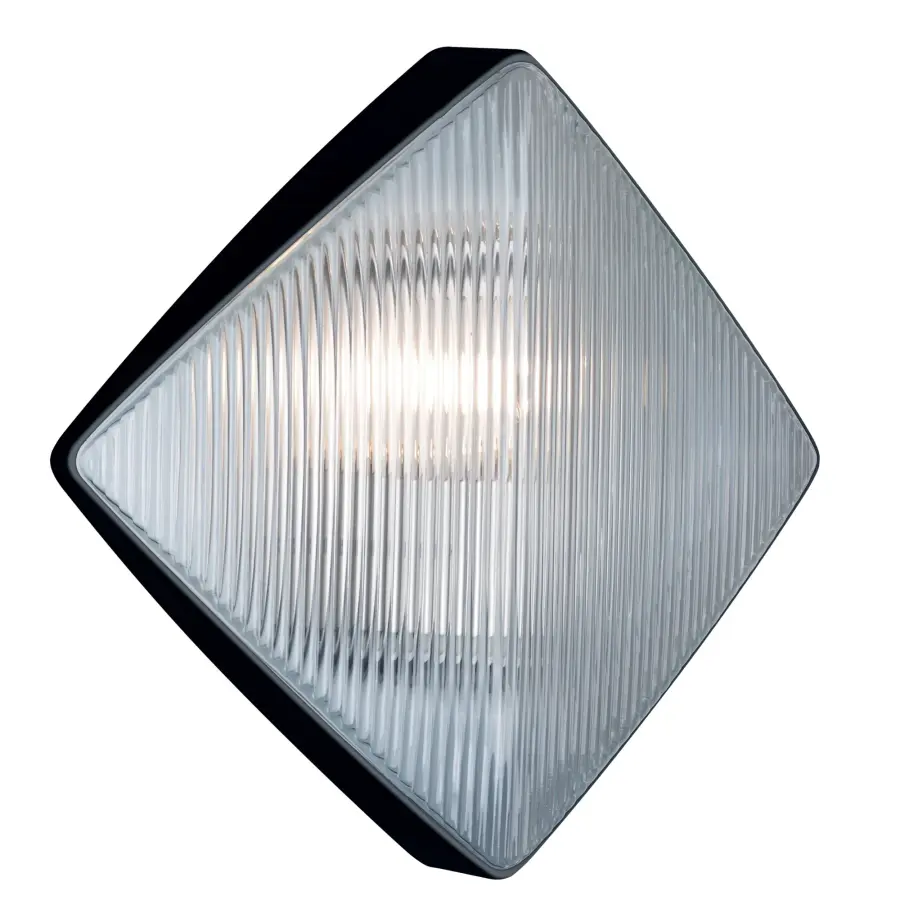 Costaluz 3110 Series Outdoor Wall Light in Black with Clear Ribbed Glass
