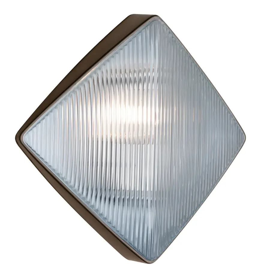 Costaluz 3110 Series Bronze Clear Ribbed Glass Outdoor Light