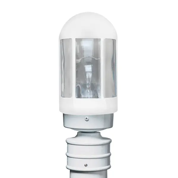 The 3151 Series post light showcases hand-decorated blown glass with a semi-translucent white finish and softly frosted interior. This artisanal outdoor fixture brings coastal elegance to pathways and entryways.