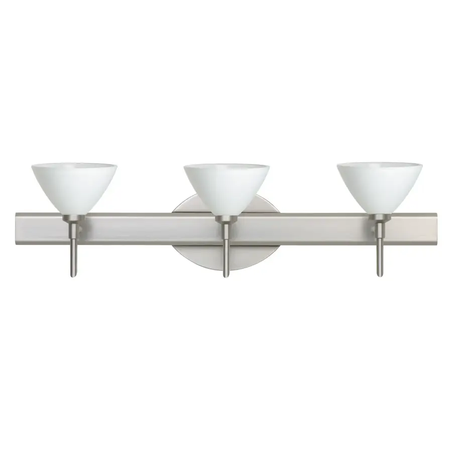 Domi White Glass Vanity Light - Satin Nickel