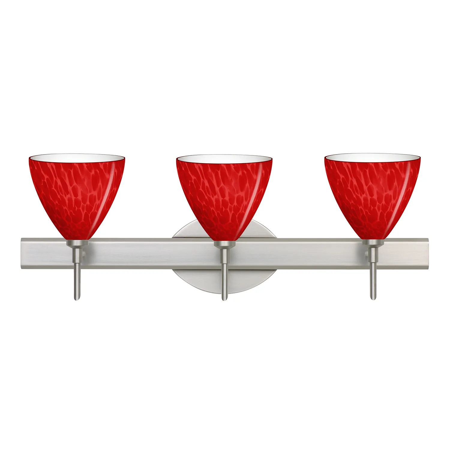 Mia 3-Light Vanity in Satin Nickel with Red Cloud Glass