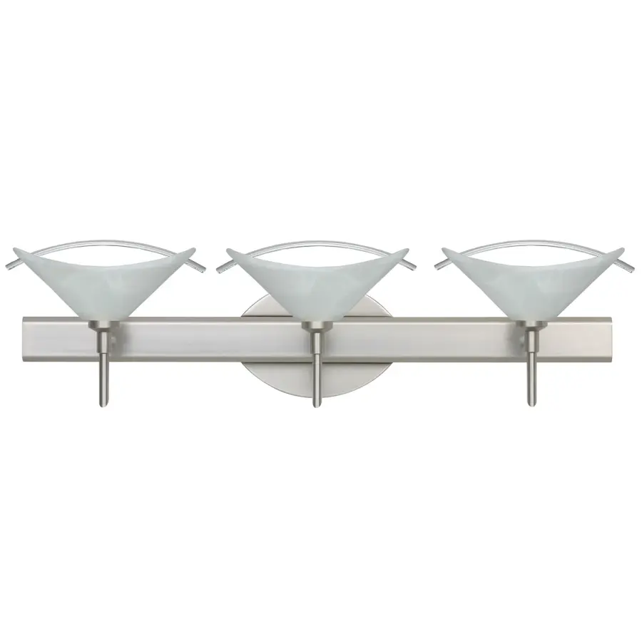 Hoppi 3-Light Vanity in Satin Nickel with Marble/Clear Glass