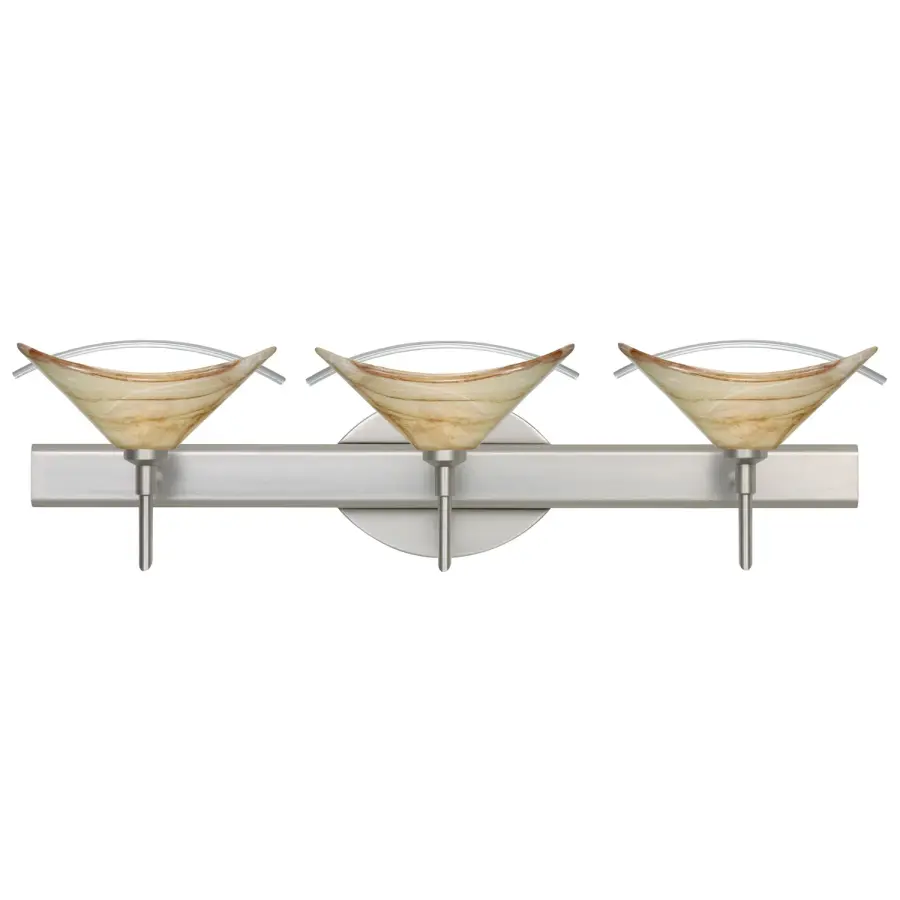 Hoppi 3-Light Vanity in Satin Nickel with Mocha/Clear Glass
