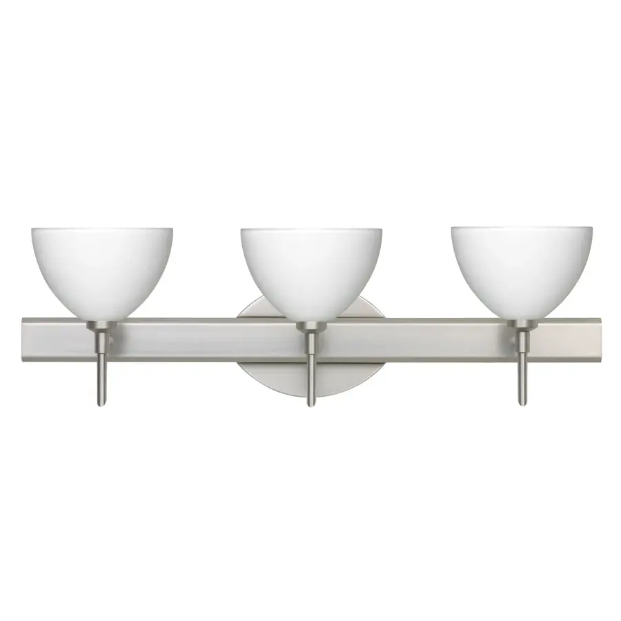 Brella White Glass Vanity Light in Satin Nickel