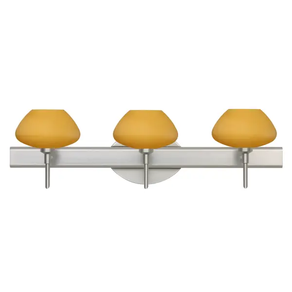 Peri 3-Light Vanity in Satin Nickel with Amber Matte Glass