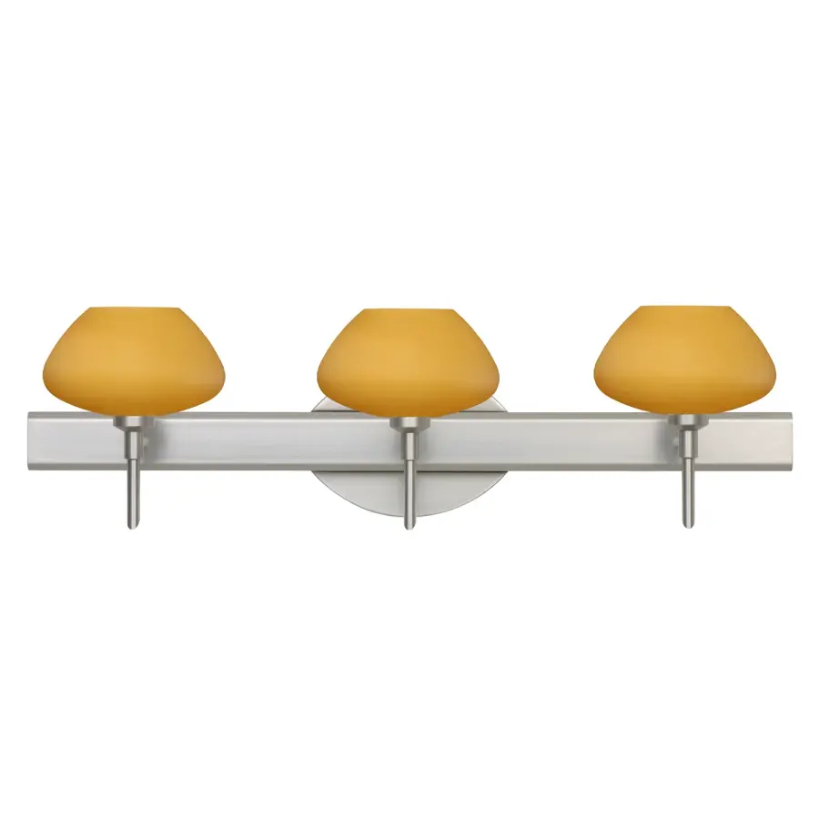 Peri 3-Light Vanity in Satin Nickel with Amber Matte Glass