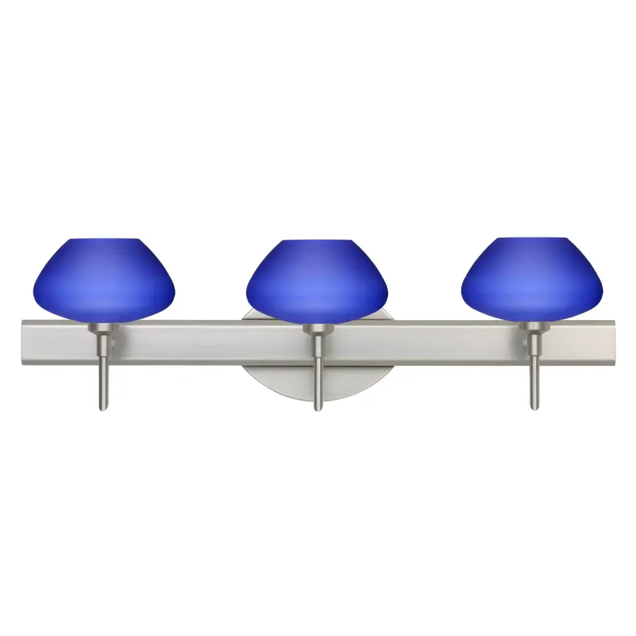 Peri 3-Light Vanity in Satin Nickel with Blue Matte Glass