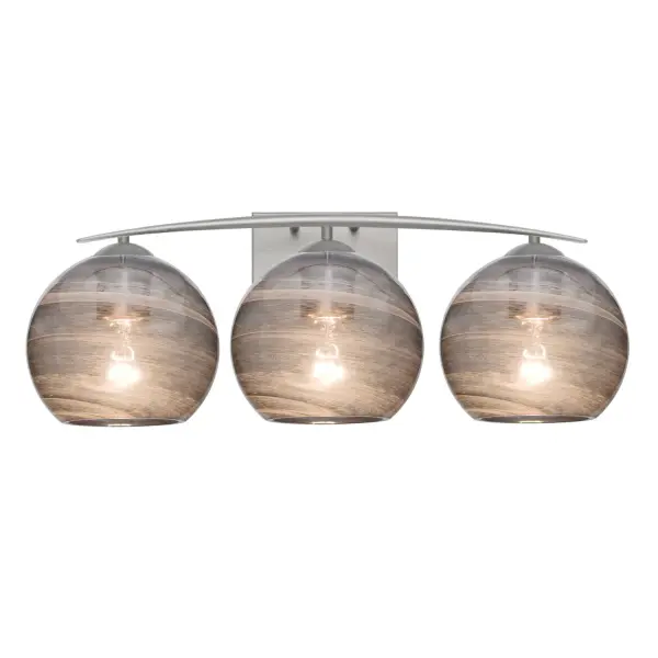The Jilly Smoke Vapor Vanity brings sophisticated contemporary style to bathroom spaces with its transparent smoke-patterned globe glass that creates intriguing visual depth while providing functional task lighting.