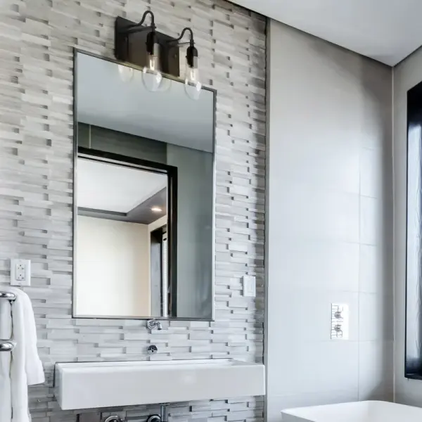 Wish 3-Light Vanity in Matte Black with Clear Glass - Image 2