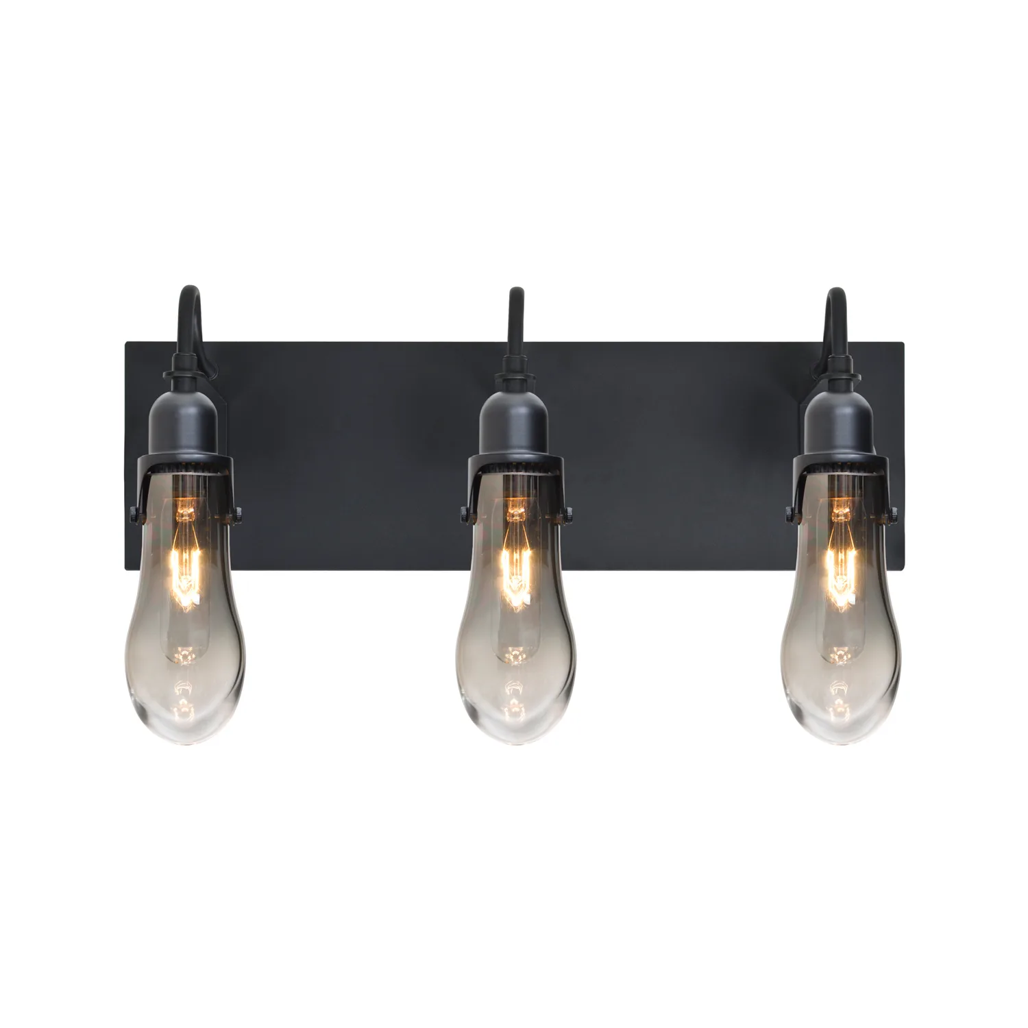 Wish 3-Light Vanity in Matte Black with Smoke/Clear Glass