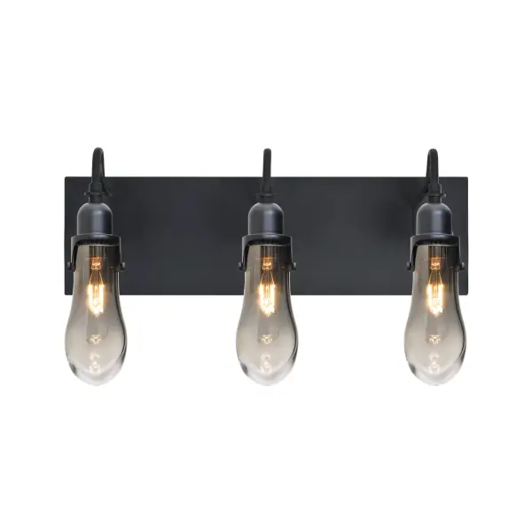 Wish 3-Light Vanity in Matte Black with Smoke/Clear Glass