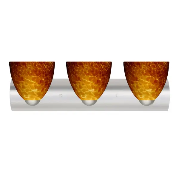 Sasha 3-Light Vanity in Satin Nickel with Amber Cloud Glass