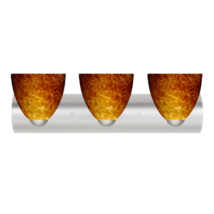 Sasha 3-Light Vanity in Satin Nickel with Amber Cloud Glass