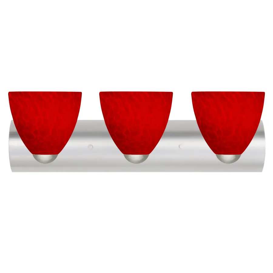 Sasha 3-Light Vanity in Satin Nickel with Red Cloud Glass