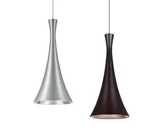 The Rondo LED Mini Pendant delivers focused downlight through its trumpet-shaped aluminum shade with semi-specular alzak reflector. Ideal for task-oriented applications in modern spaces requiring concentrated illumination.