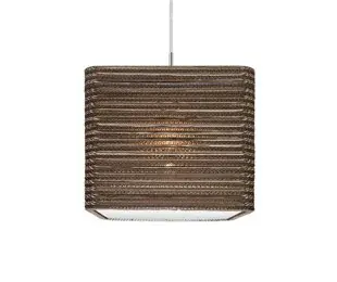 The Kirk 12 brings sustainable style to modern spaces with its innovative corrugated cardboard construction. This 12-inch square pendant creates warm, diffused lighting through intricately layered geometric patterns.