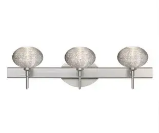 The Lasso vanity light features handcrafted glass with distinctive ridges and a compact profile perfect for modern bathrooms. Available in 2-3 light configurations with G9 bi-pin or LED options.